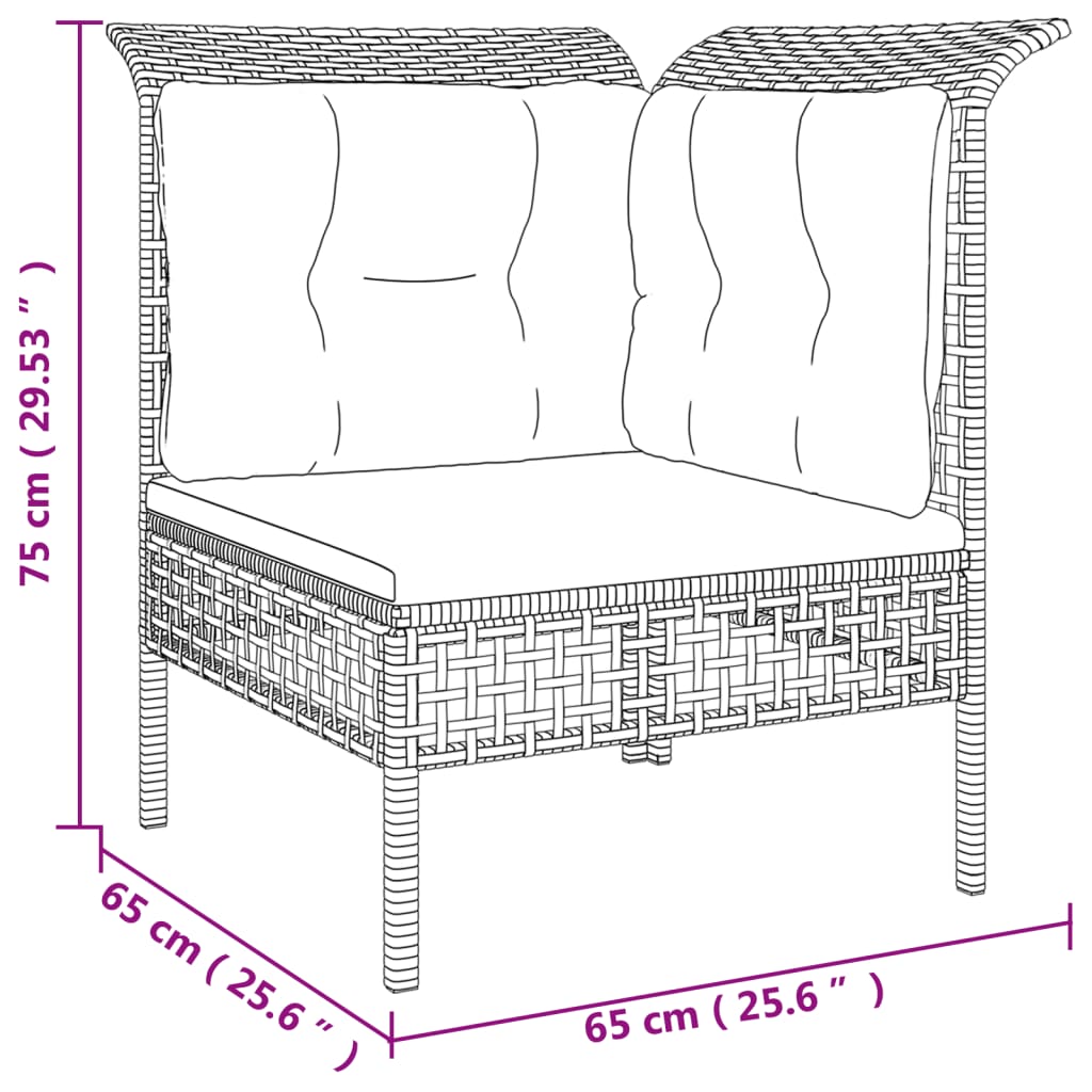 6-Delige Loungeset Met Kussens Poly Rattan Grijs