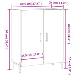 Dressoir 69,5X34X90 Cm Bewerkt Hout Kleurig