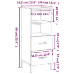 Dressoir 34,5X34X90 Cm Bewerkt Hout Bruin Eikenkleur