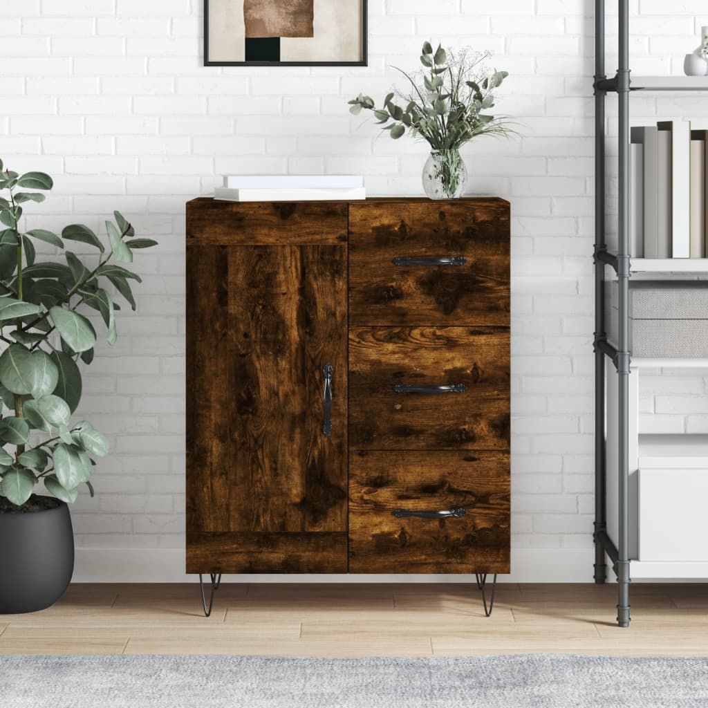 Dressoir 69,5X34X90 Cm Bewerkt Hout Eikenkleurig