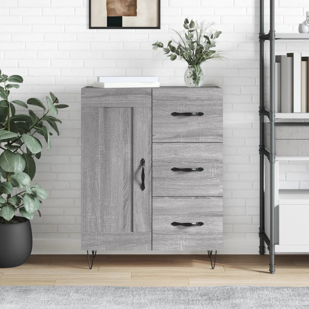 Dressoir 69,5X34X90 Cm Bewerkt Hout Eikenkleurig