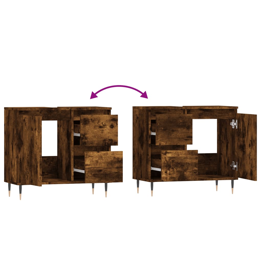 Badkamerkast 65X33X60 Cm Bewerkt Hout Kleurig