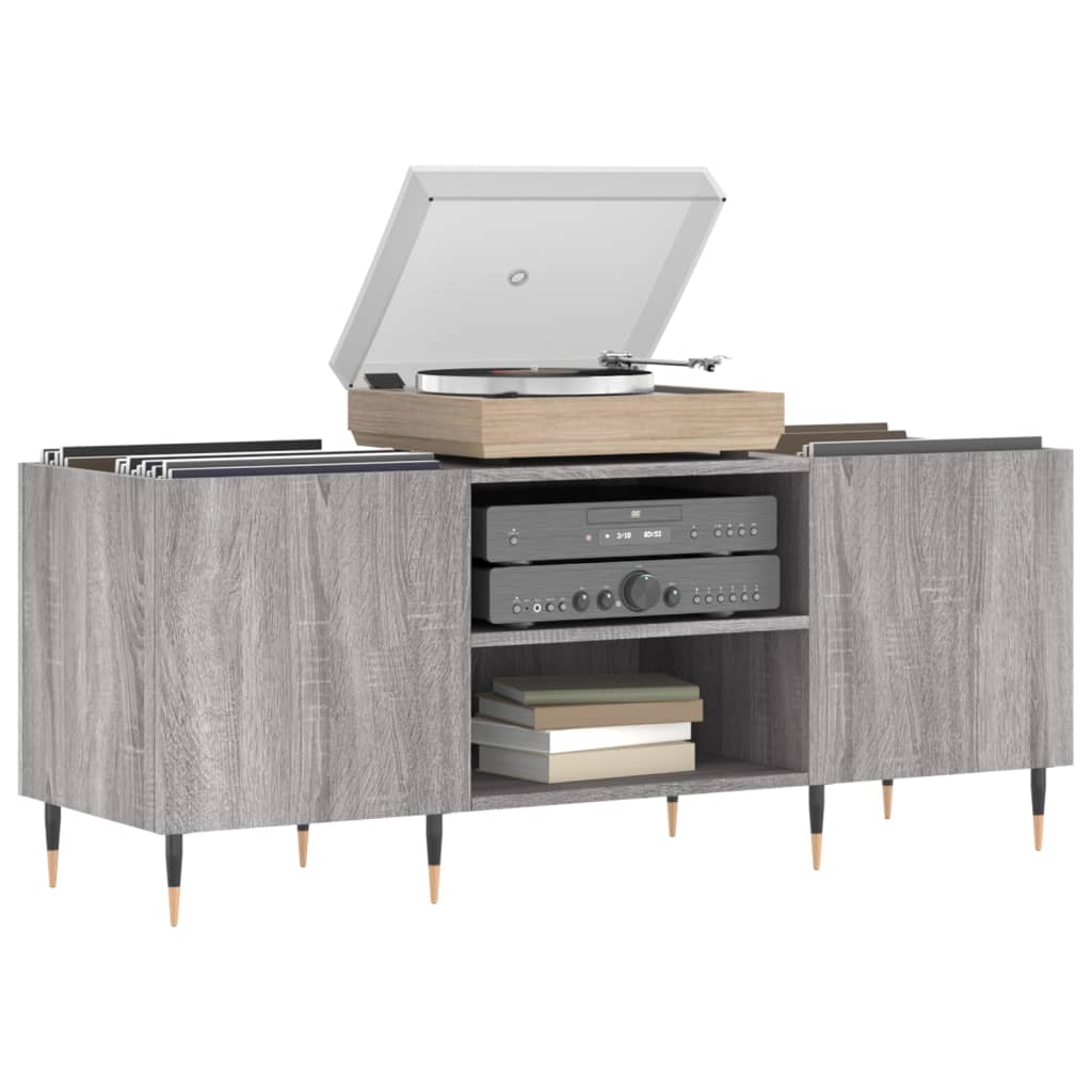 Platenkast 121X38X48 Cm Bewerkt Hout Eikenkleurig