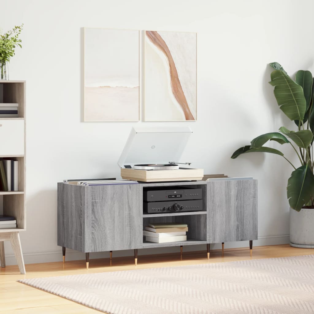 Platenkast 121X38X48 Cm Bewerkt Hout Eikenkleurig