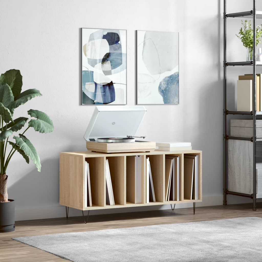 Platenkast 100X38X48 Cm Bewerkt Hout Eikenkleurig