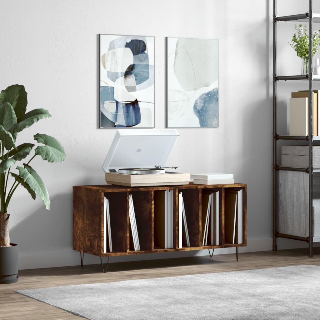 Platenkast 100X38X48 Cm Bewerkt Hout Eikenkleurig