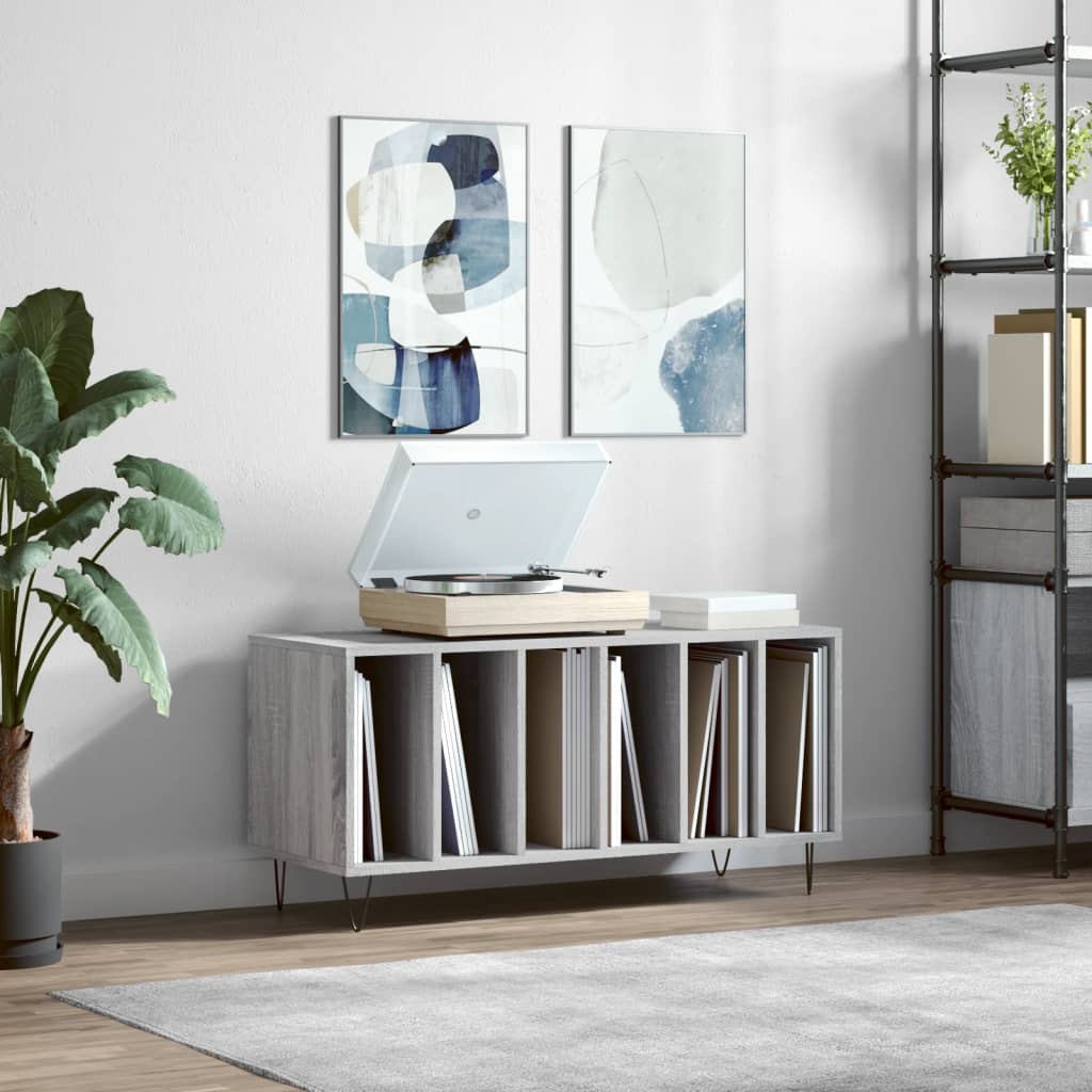 Platenkast 100X38X48 Cm Bewerkt Hout Eikenkleurig