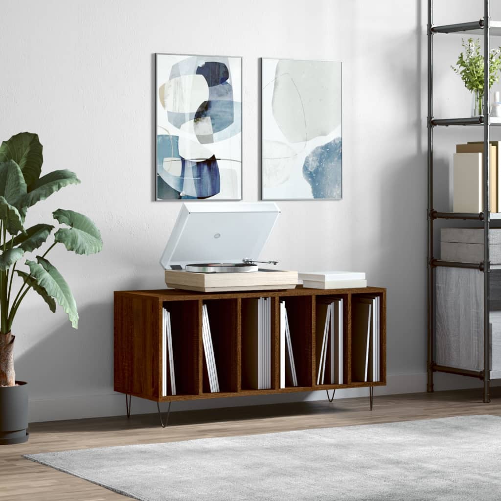 Platenkast 100X38X48 Cm Bewerkt Hout Eikenkleurig