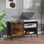 Platenkast 84,5X38X48 Cm Bewerkt Hout Eikenkleurig