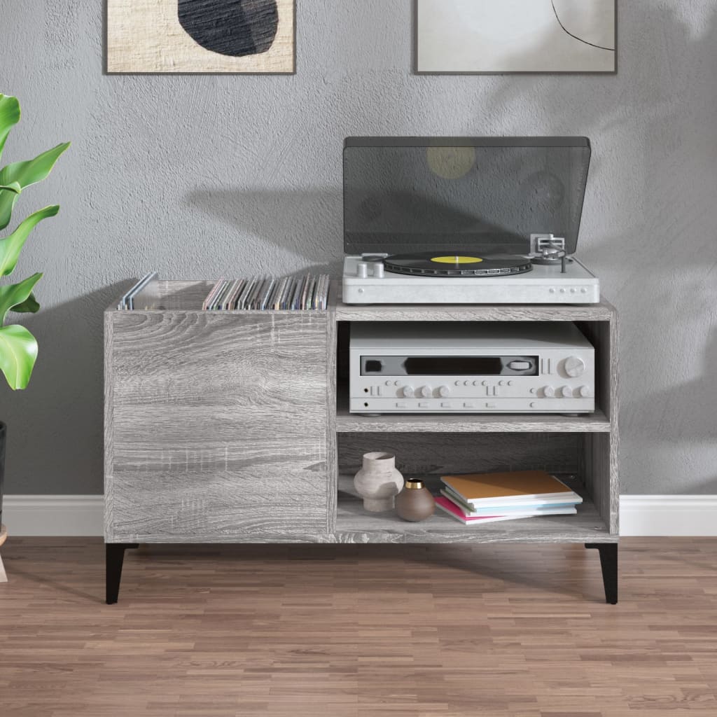 Platenkast 84,5X38X48 Cm Bewerkt Hout Eikenkleurig