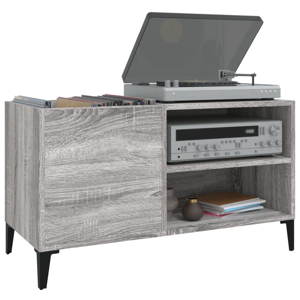 Platenkast 84,5X38X48 Cm Bewerkt Hout Eikenkleurig