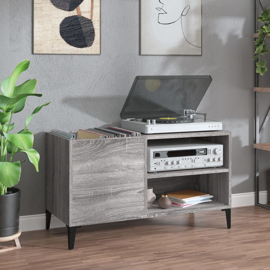 Platenkast 84,5X38X48 Cm Bewerkt Hout Eikenkleurig