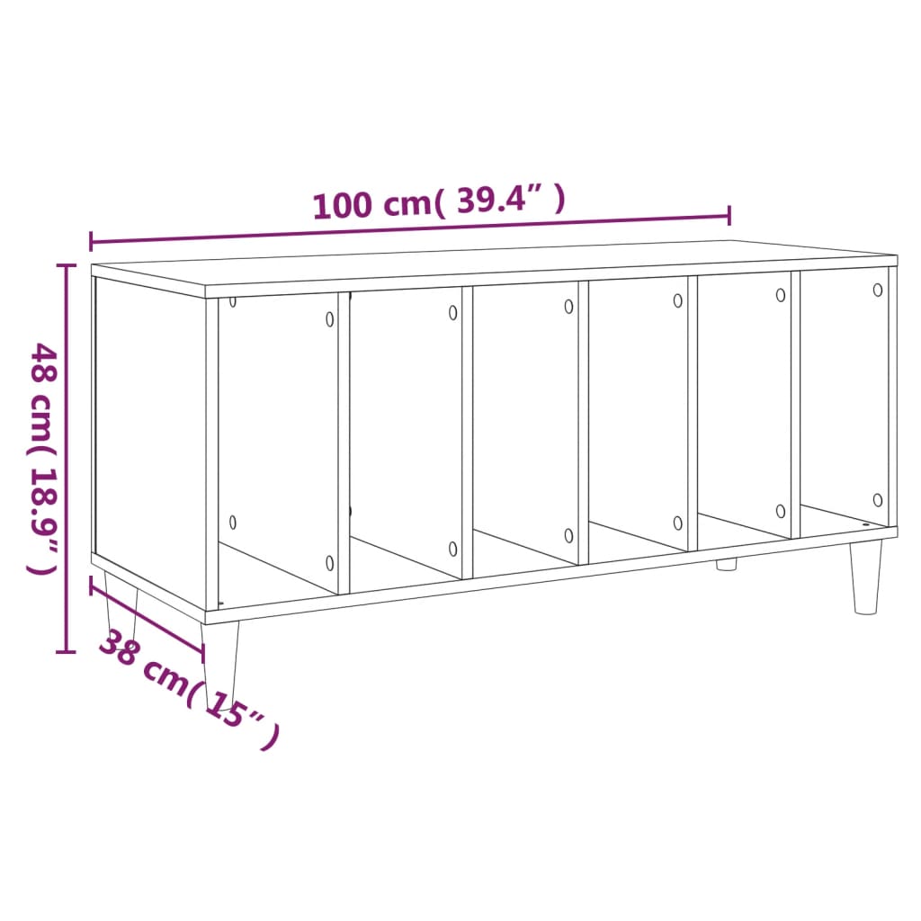 Platenkast 100X38X48 Cm Bewerkt Hout