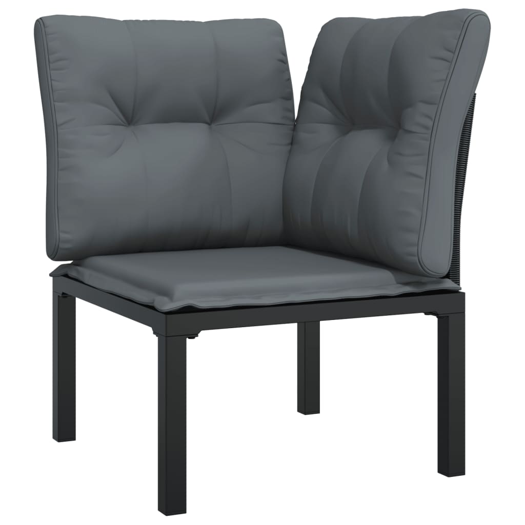 3-Delige Loungeset Met Kussens Poly Rattan Zwart En Grijs