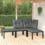5-Delige Loungeset Poly Rattan Zwart En Grijs