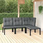 5-Delige Loungeset Poly Rattan Zwart En Grijs
