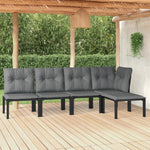 5-Delige Loungeset Poly Rattan Zwart En Grijs