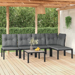 5-Delige Loungeset Poly Rattan Zwart En Grijs