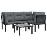 5-Delige Loungeset Poly Rattan Zwart En Grijs