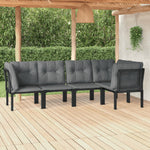 5-Delige Loungeset Poly Rattan Zwart En Grijs