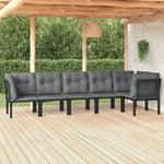 5-Delige Loungeset Poly Rattan Zwart En Grijs