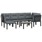 7-Delige Loungeset Poly Rattan Zwart En Grijs