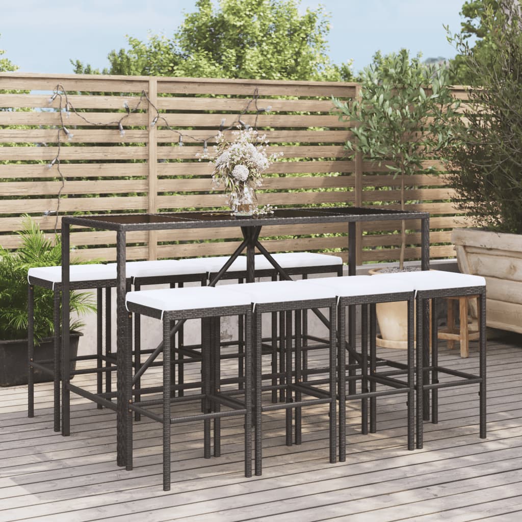 -Delige Tuinbarset Met Kussens Poly Rattan