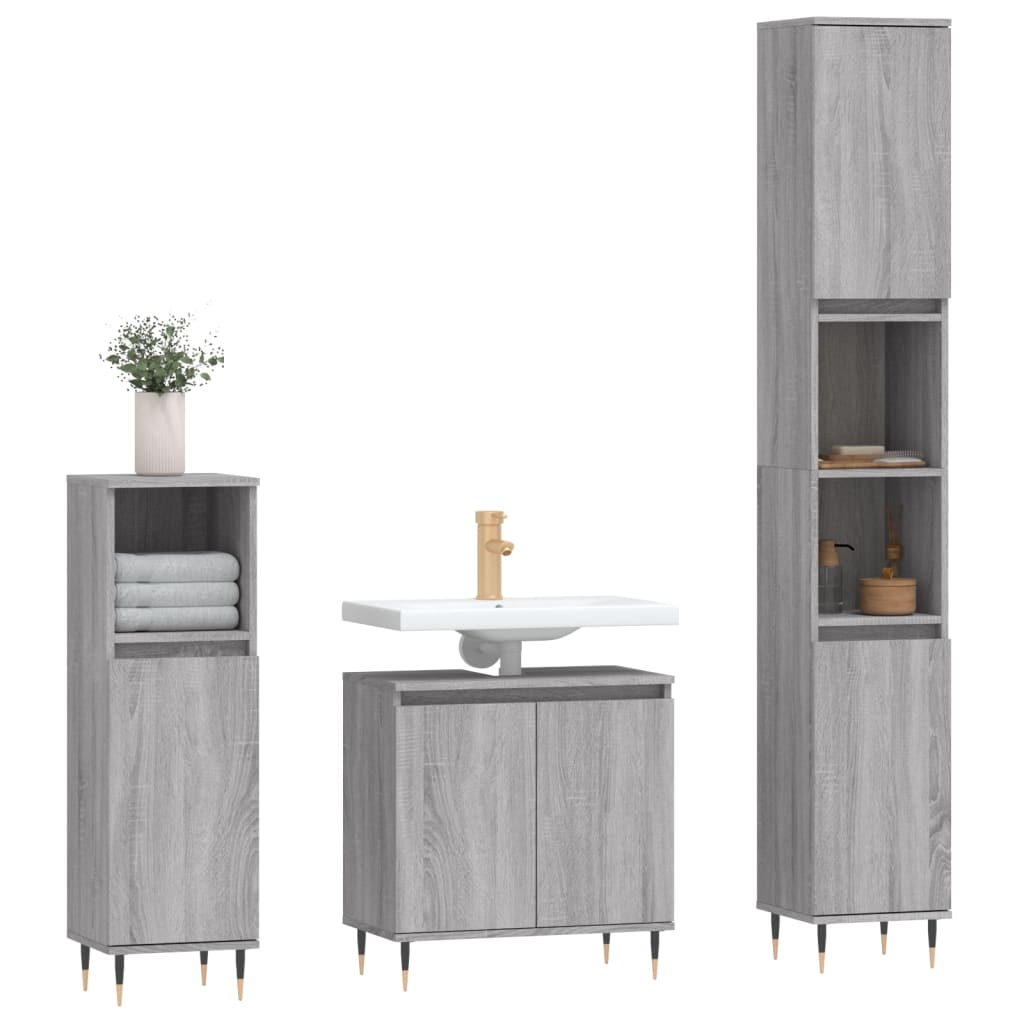 Badkamermeubelset Bewerkt Hout Eikenkleur