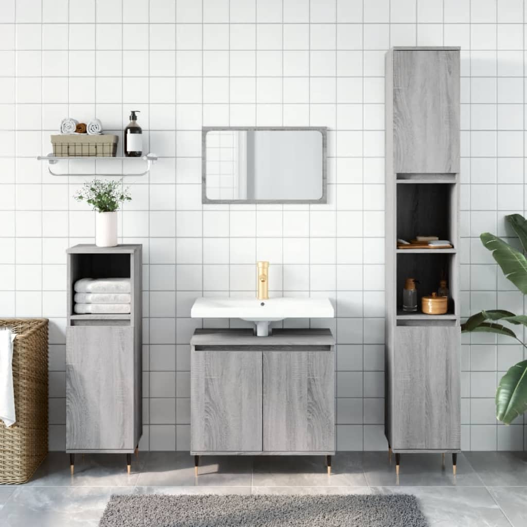Badkamermeubelset Bewerkt Hout Eikenkleur