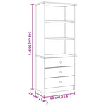 Boekenkast Met Lades Alta 60X35X142 Cm Massief Grenenhout