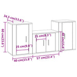 -Delige Tv-Meubelset Bewerkt Hout Bruin Eikenkleur