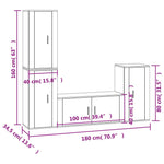 4-Delige Tv-Meubelset Bewerkt Hout