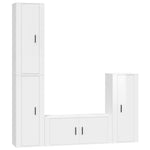 4-Delige Tv-Meubelset Bewerkt Hout