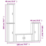 4-Delige Tv-Meubelset Bewerkt Hout