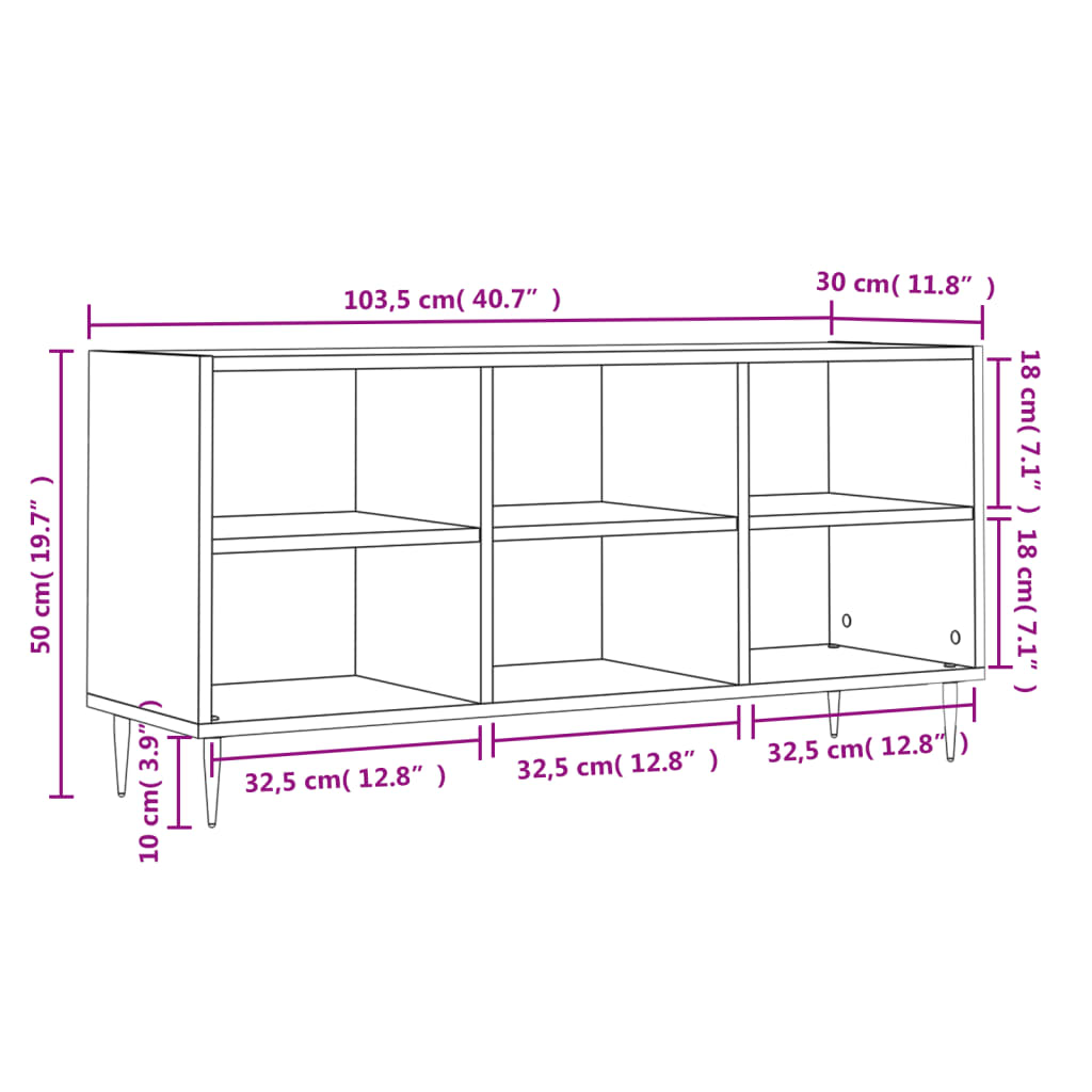 Tv-Meubel 103,5X30X50 Cm Bewerkt Hout