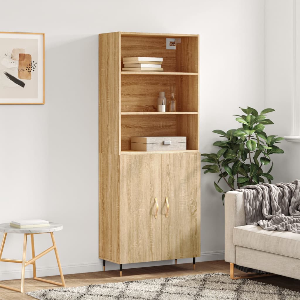 Hoge Kast 69,5X34X180 Cm Bewerkt Hout Kleurig