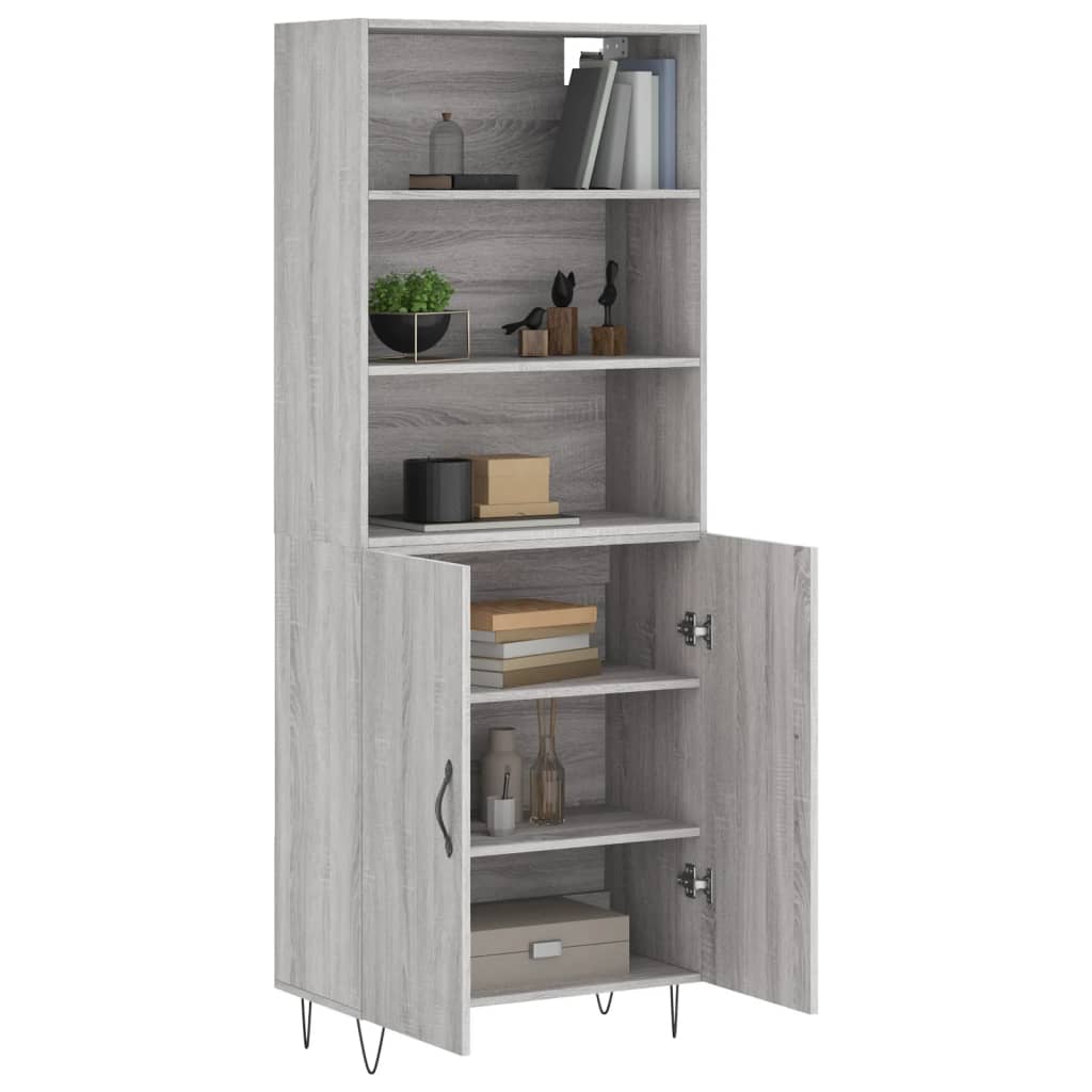 Hoge Kast 69,5X34X180 Cm Bewerkt Hout Eikenkleurig