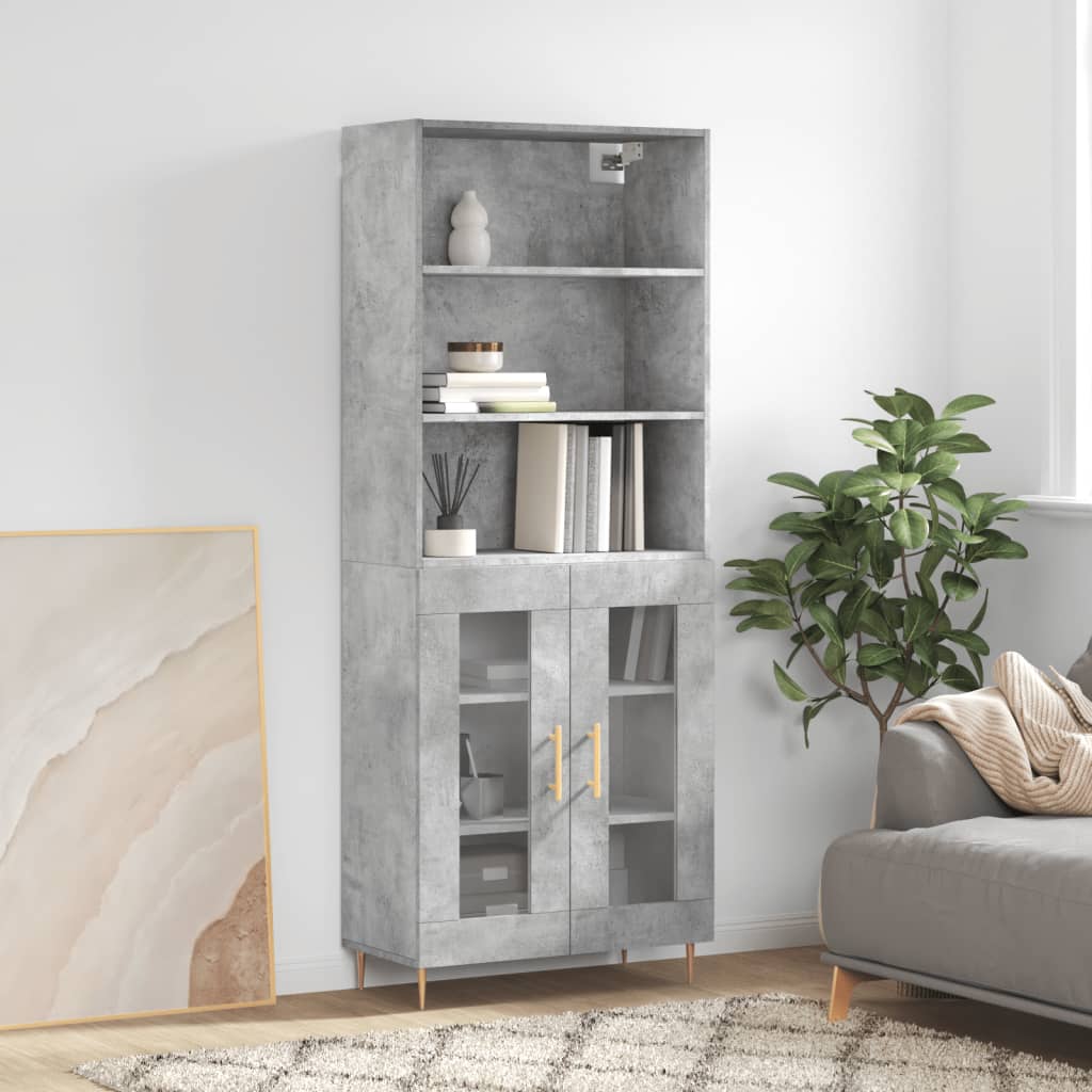 Hoge Kast 69,5X34X180 Cm Bewerkt Hout Kleurig