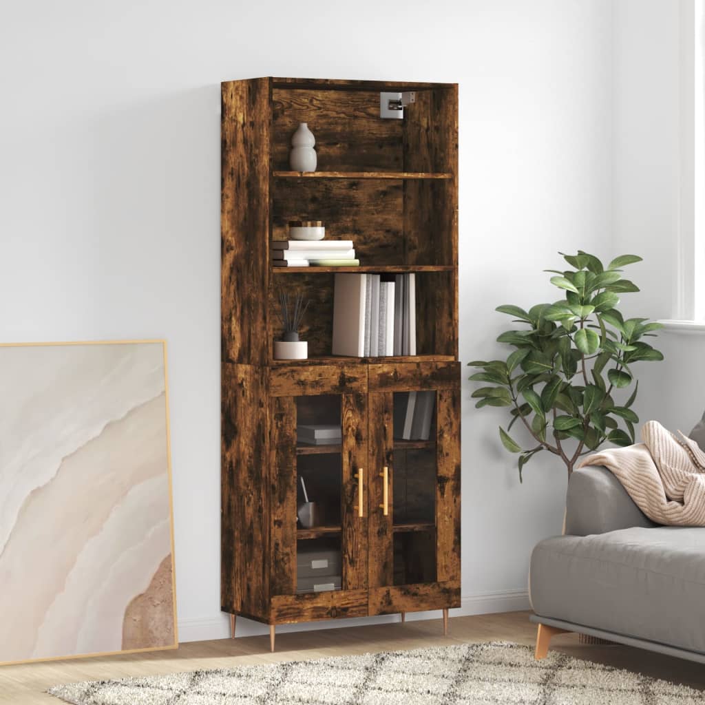 Hoge Kast 69,5X34X180 Cm Bewerkt Hout Kleurig