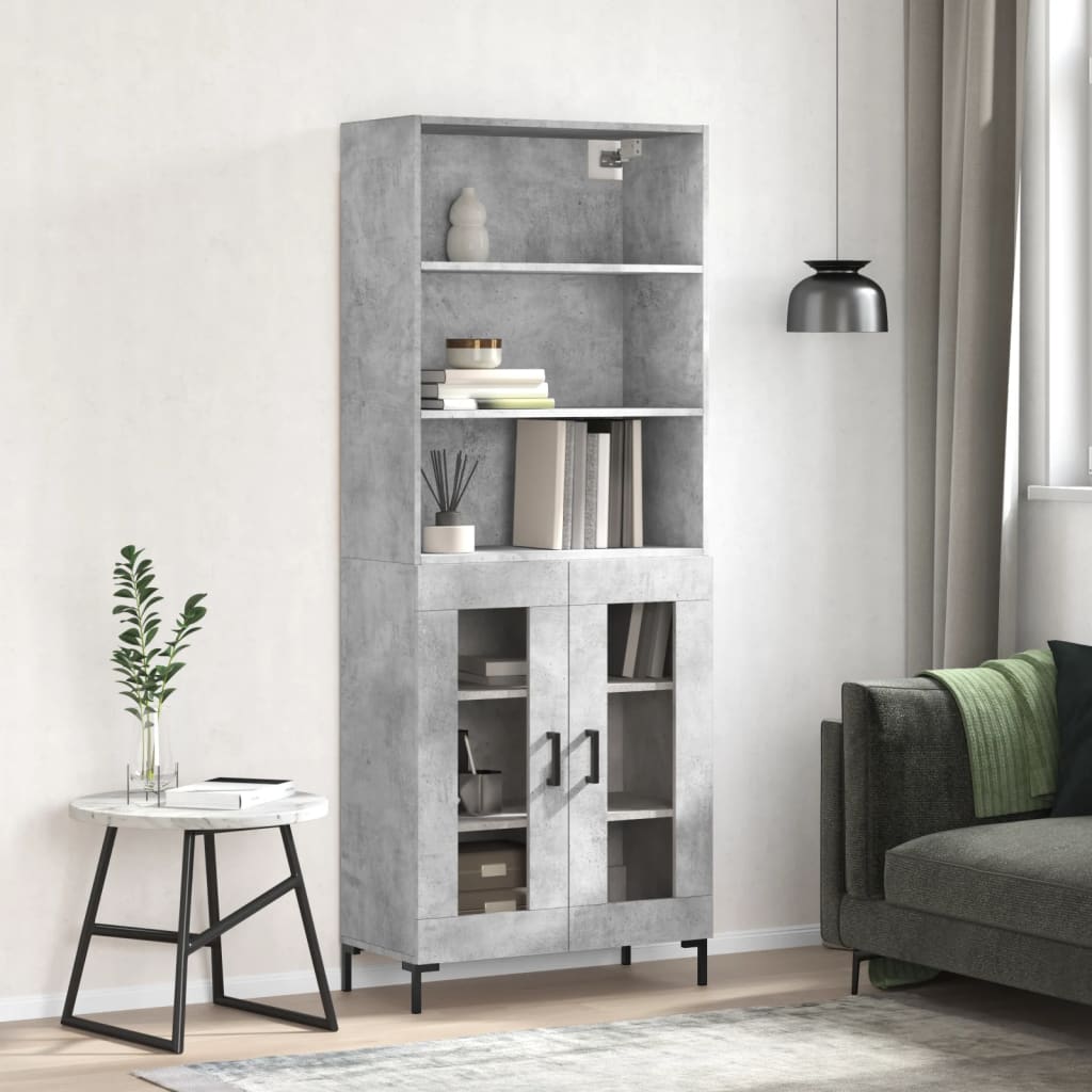 Hoge Kast 69,5X34X180 Cm Bewerkt Hout Eikenkleurig