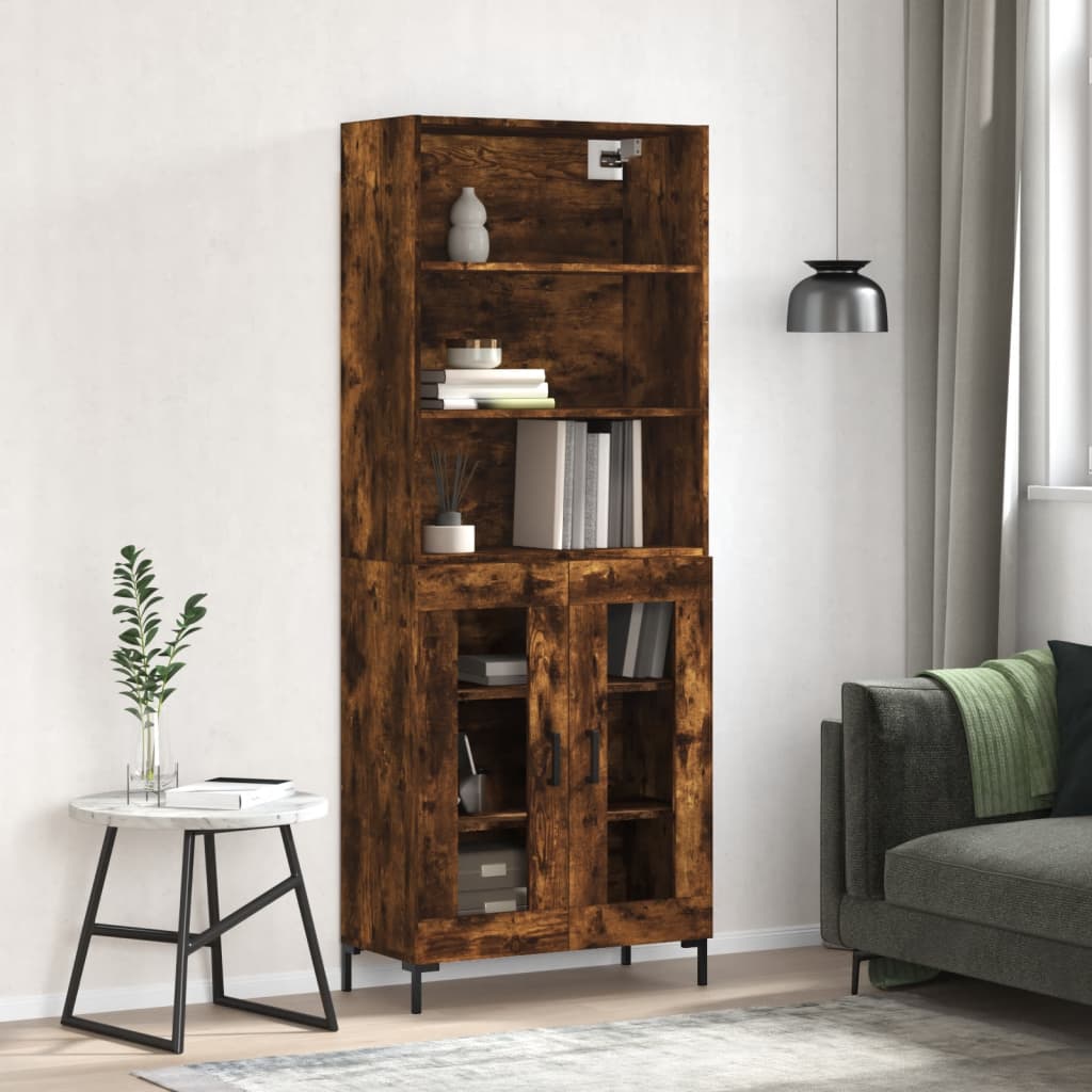 Hoge Kast 69,5X34X180 Cm Bewerkt Hout Eikenkleurig