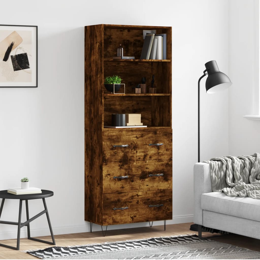 Hoge Kast 69,5X34X180 Cm Bewerkt Hout