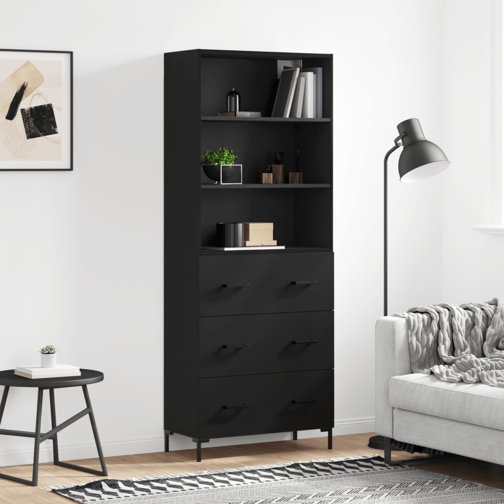 Hoge Kast 69,5X34X180 Cm Bewerkt Hout Kleurig