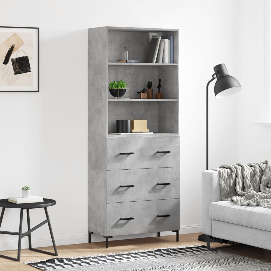 Hoge Kast 69,5X34X180 Cm Bewerkt Hout Kleurig