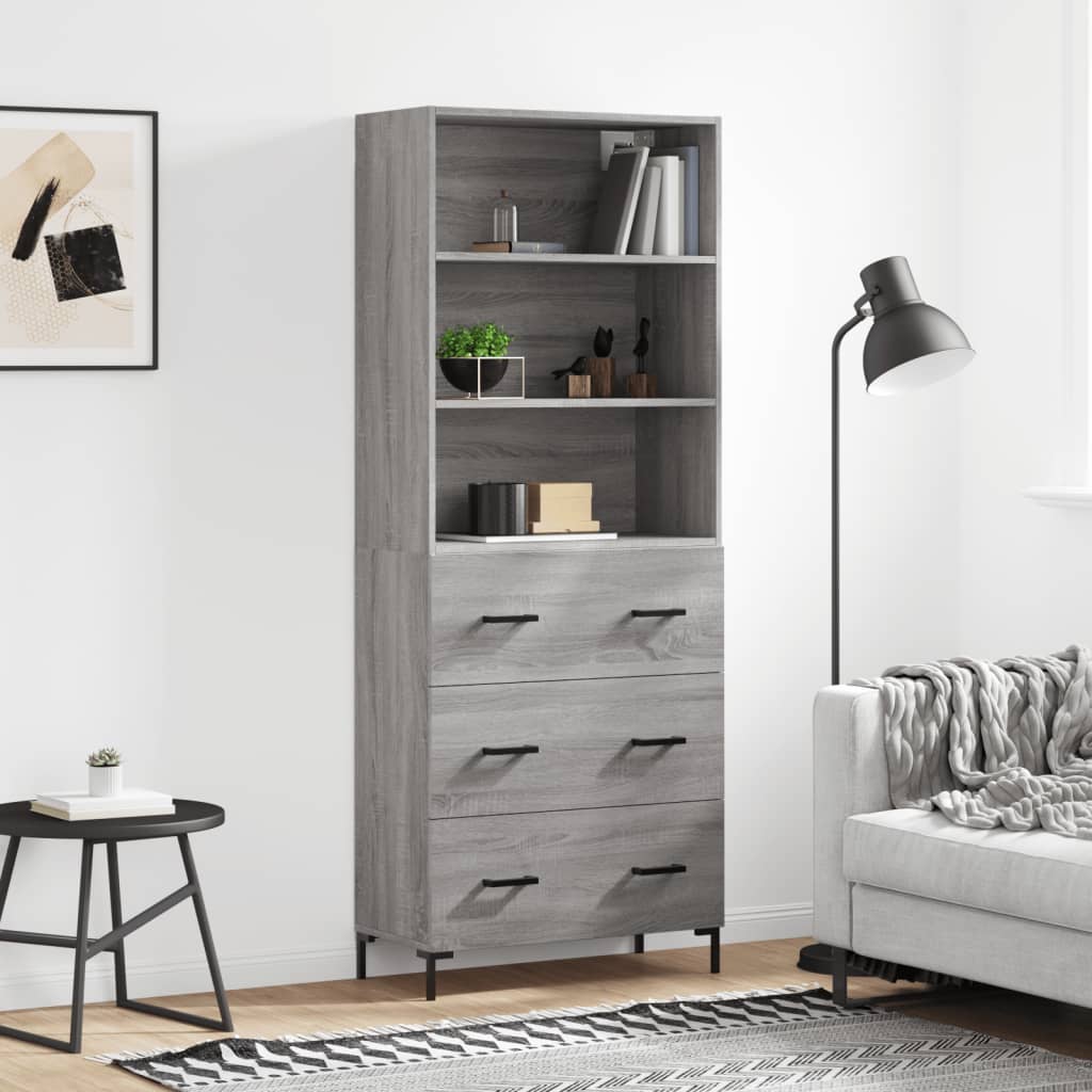 Hoge Kast 69,5X34X180 Cm Bewerkt Hout Kleurig