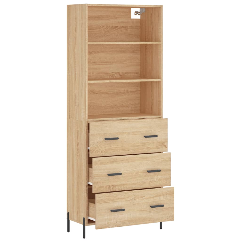 Hoge Kast 69,5X34X180 Cm Bewerkt Hout Kleurig