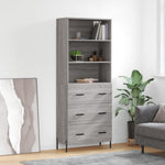 Hoge Kast 69,5X34X180 Cm Bewerkt Hout Kleurig