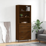 Hoge Kast 69,5X34X180 Cm Bewerkt Hout Kleurig