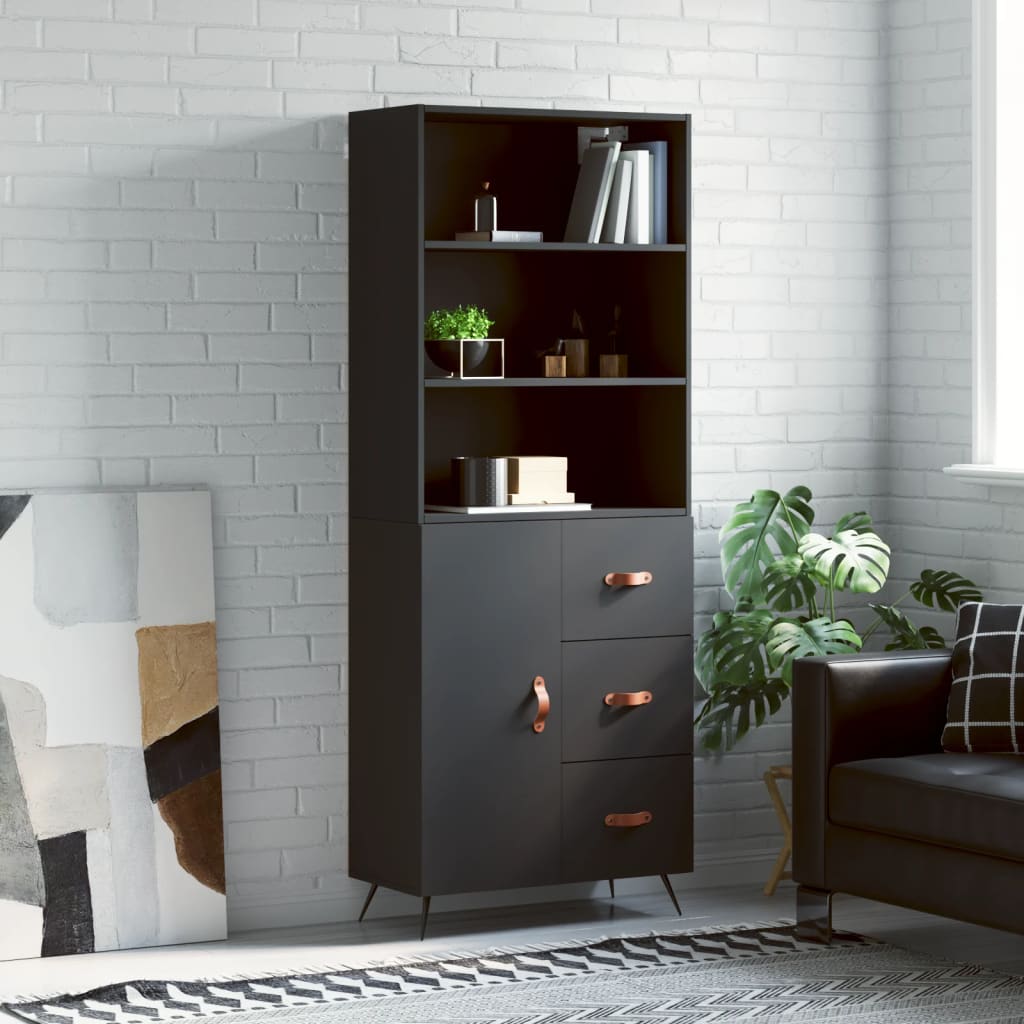 Hoge Kast 69,5X34X180 Cm Bewerkt Hout Eikenkleurig