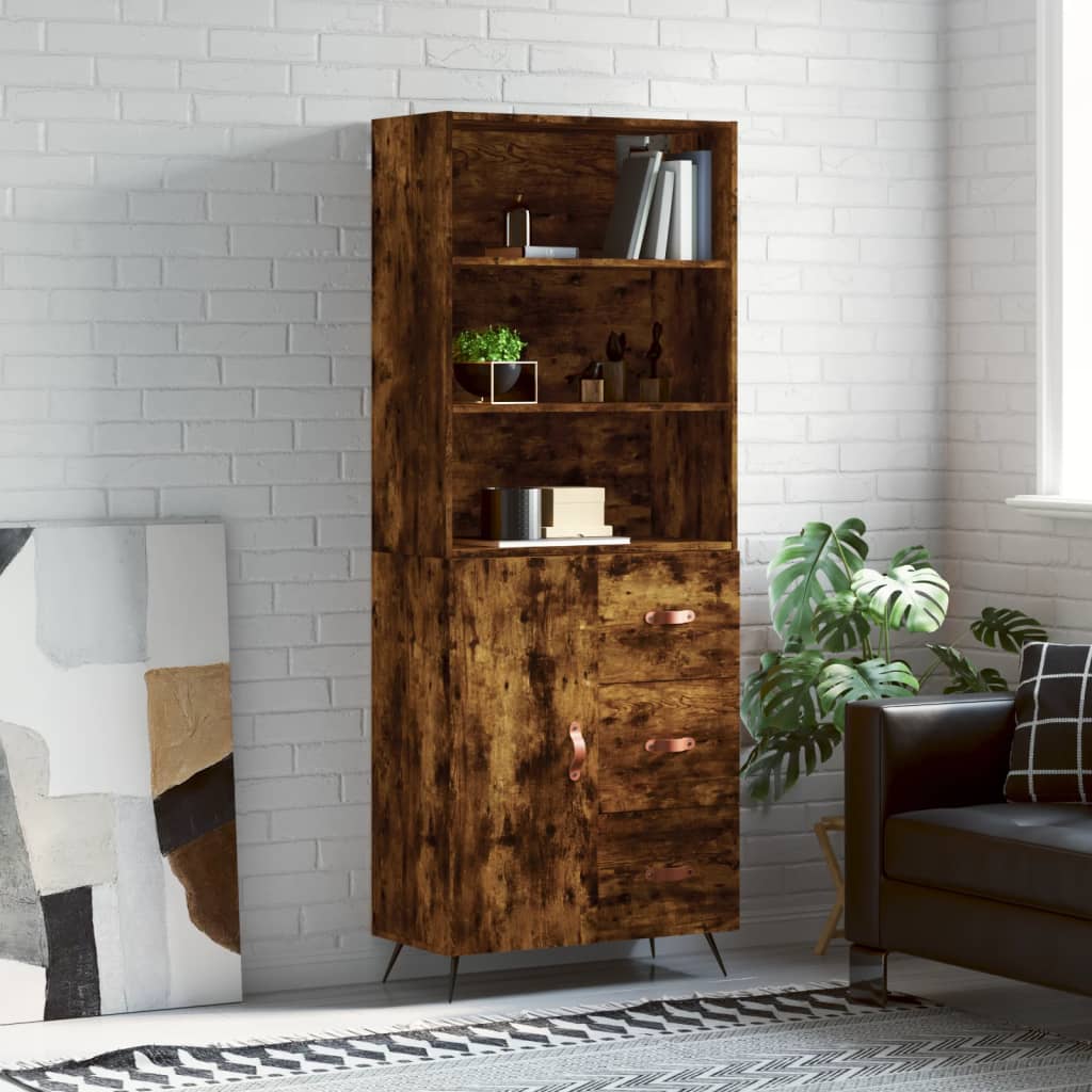 Hoge Kast 69,5X34X180 Cm Bewerkt Hout Eikenkleurig